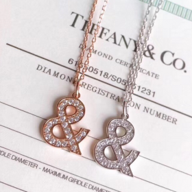 2020 Tiffany  Ampersand Necklaces 18K Rose Gold Platinum Diamond