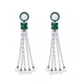2020 Bvlgari Magnificent Inspiration Emerald Pearl Earrings 