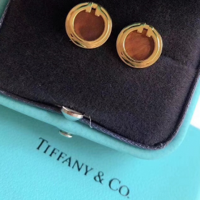 2020 Tiffany Two Brown Circle 18k  Gold Earrings